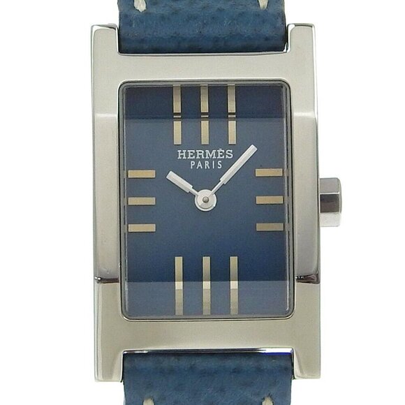 HERMES tandem Watches TA1.210 BlueDial Stainless Steel/leather Quartz Anal - Picture 1 of 9